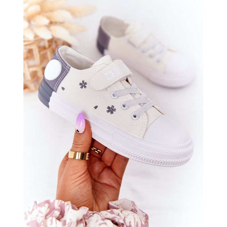 Tênis infantil com velcro Big Star HH374052 branco-cinza 2