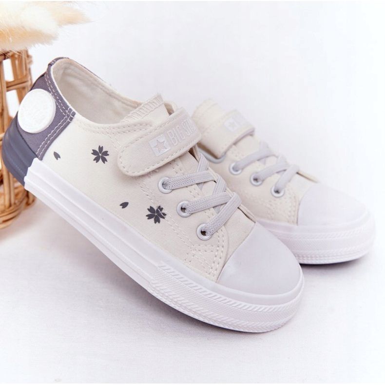 Tênis infantil com velcro Big Star HH374052 branco-cinza 1