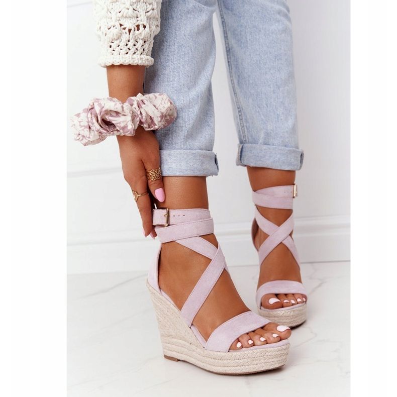 MSMG Sandálias de cunha com trança violeta Lanzarote tolet 2