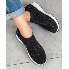 SUPER COOL Sapatos Pretos Com Cristais 2