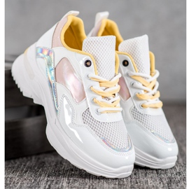 SHELOVET Tênis elegantes de couro ecológico branco multicolorido 1