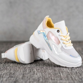 SHELOVET Tênis elegantes de couro ecológico branco multicolorido 2