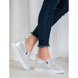 Filippo Sapatos de couro em cunha cinza 2