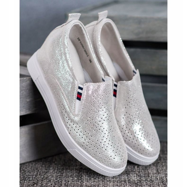 Filippo Sapatos de couro em cunha cinza 1