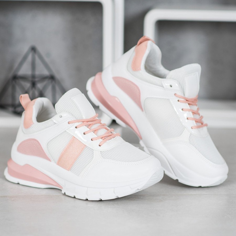 SHELOVET Tênis elegantes com malha branco 2 SHELOVET Tênis elegantes com malha branco 2