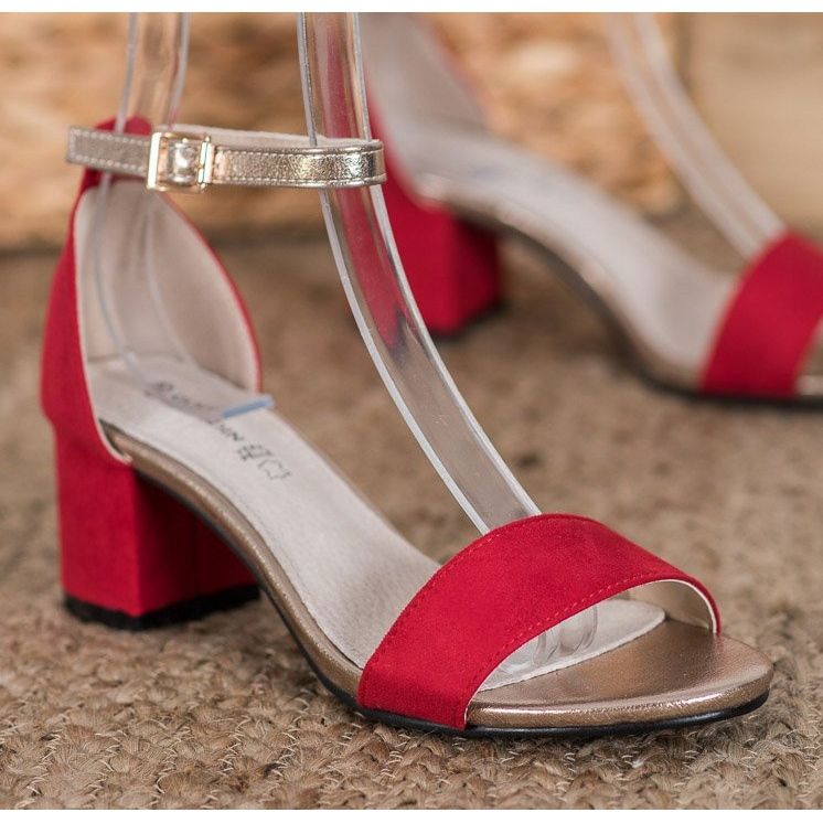 Goodin Sandálias elegantes em um bar vermelho amarelo 2