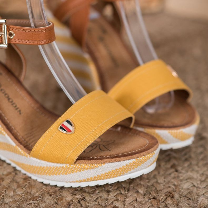 Goodin Sandálias de cunha elegantes castanho multicolorido amarelo 1