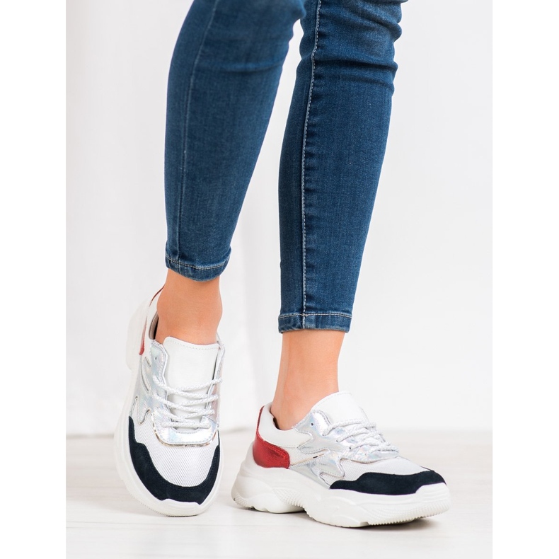 Filippo Tênis colorido de couro branco 2