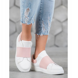SHELOVET Sapatos deslizantes com elástico branco rosa 2