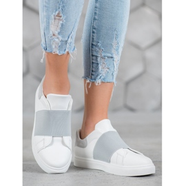 SHELOVET Sapatos deslizantes com elástico branco cinza 1