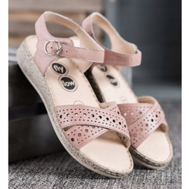 SHELOVET Sandálias leves na plataforma rosa 1