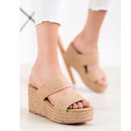 Kylie Chinelos Light Wedge bege 1