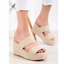 Kylie Chinelos Light Wedge bege 1
