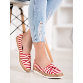 Filippo Sapatos deslizantes com listras branco vermelho 2