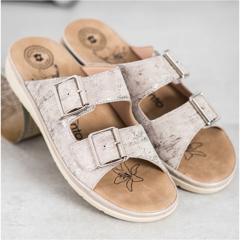 Evento Chinelos confortáveis ​​de couro ecológico cinza 1