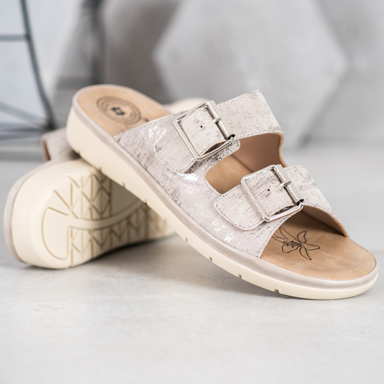 Evento Chinelos confortáveis ​​de couro ecológico cinza 2