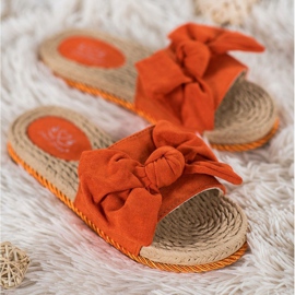Small Swan Chinelos elegantes com laço laranja 1