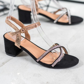 Small Swan Sandálias em um bar com zircônia cúbica preto amarelo 1