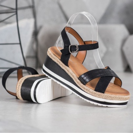 Weide Cunhas pretas com couro ecológico preto 1