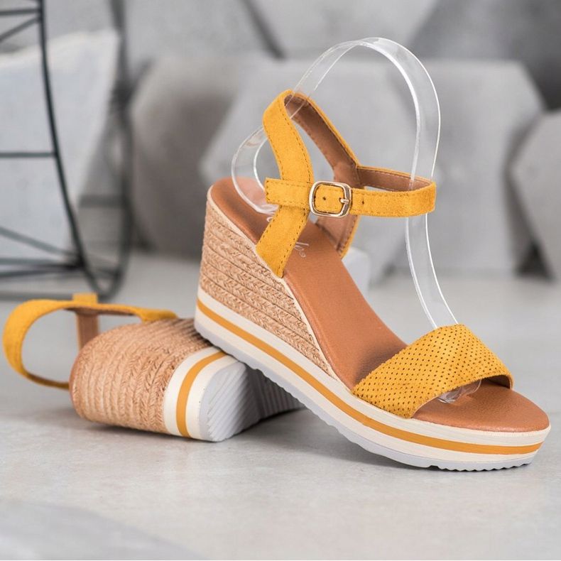 Weide Cunhas de camurça elegantes amarelo 1