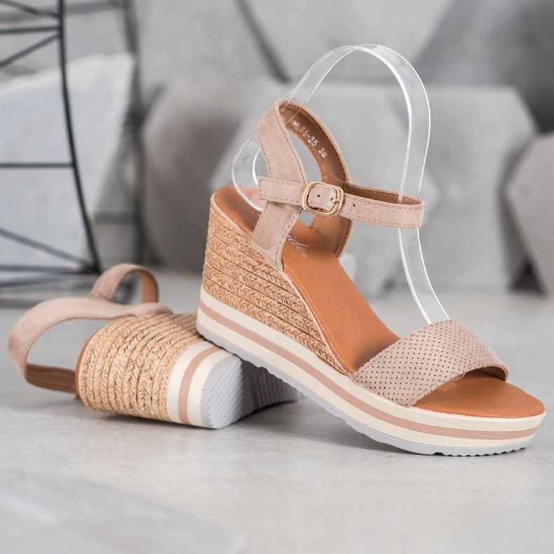 Weide Cunhas de camurça elegantes bege 1