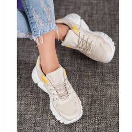 SHELOVET Tênis elegantes na plataforma bege rosa amarelo 1