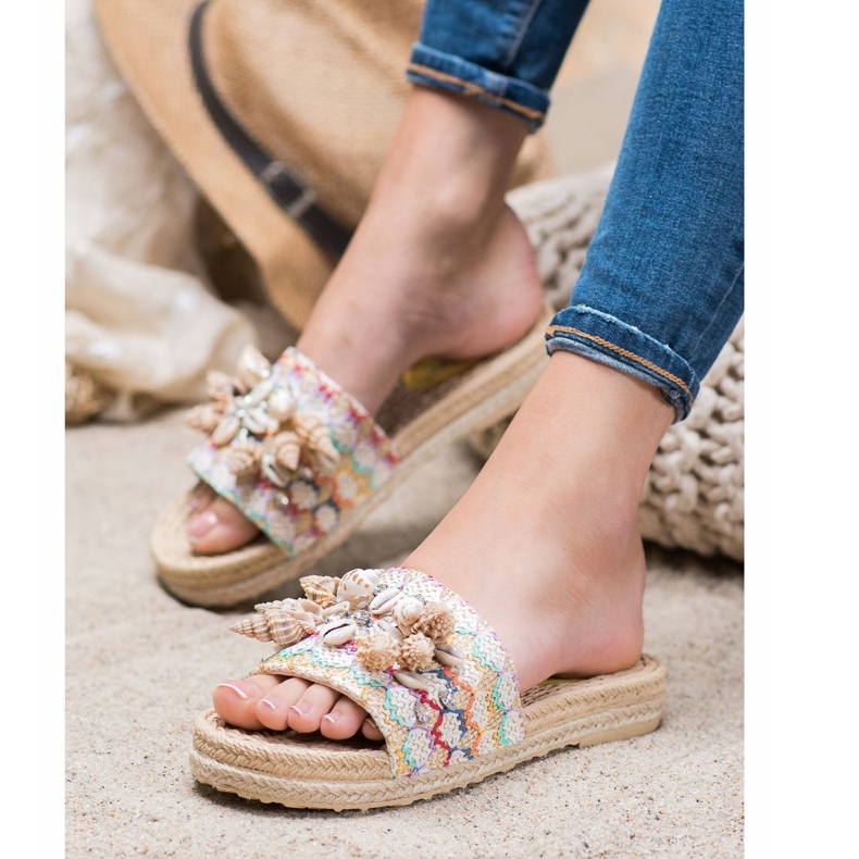Seastar Chinelos na plataforma com conchas multicolorido 1 Seastar Chinelos na plataforma com conchas multicolorido 1