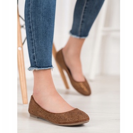 Diamantique Bailarinas de camurça com cristais castanho 1