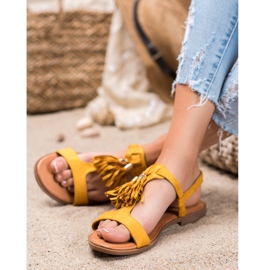 Renda Sandálias com Franjas amarelo 1