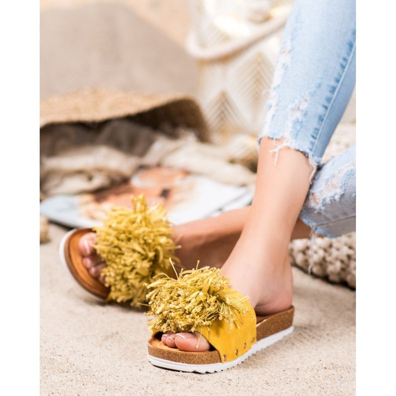 SHELOVET chinelos amarelos elegantes 1