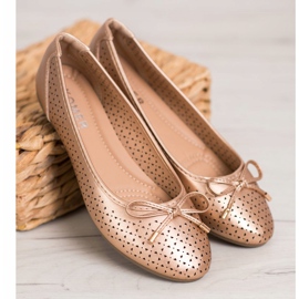 SHELOVET Bailarina a céu aberto com couro ecológico dourado 1