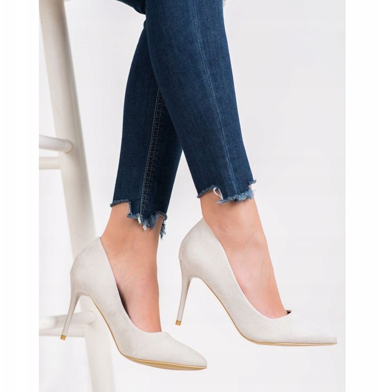 SHELOVET Sapatos de salto alto cinza sexy 1