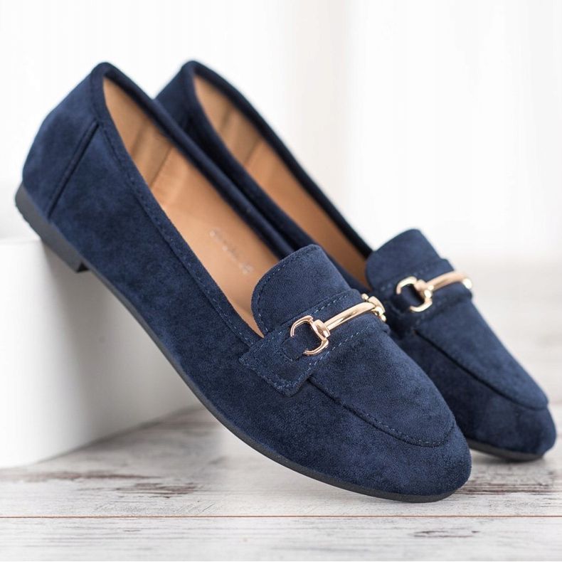 Anesia Paris Mocassins elegantes de camurça azul marinho azul 1
