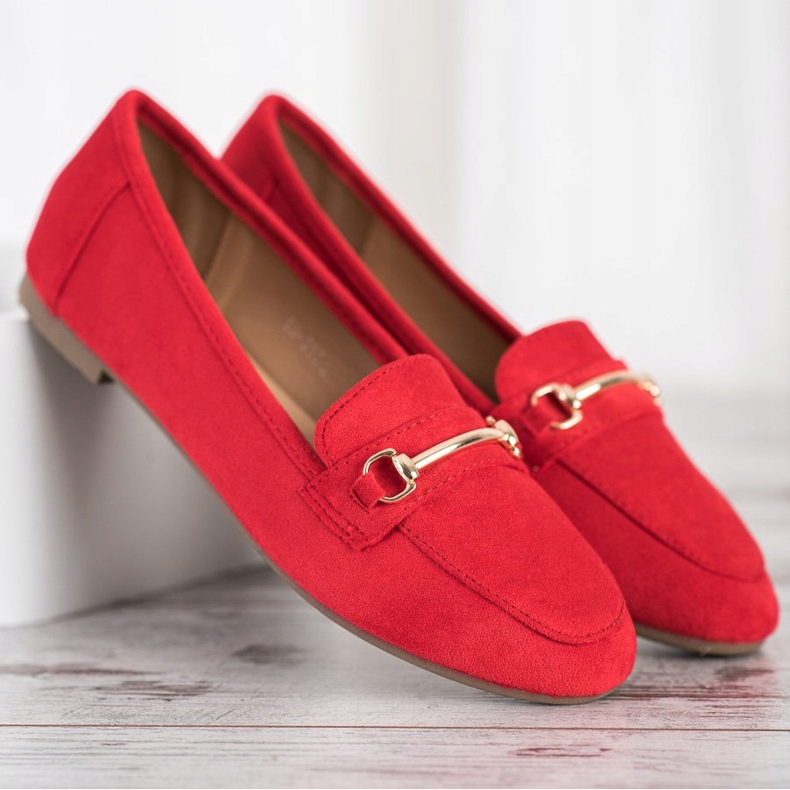 Anesia Paris Mocassins elegantes de camurça vermelho 1