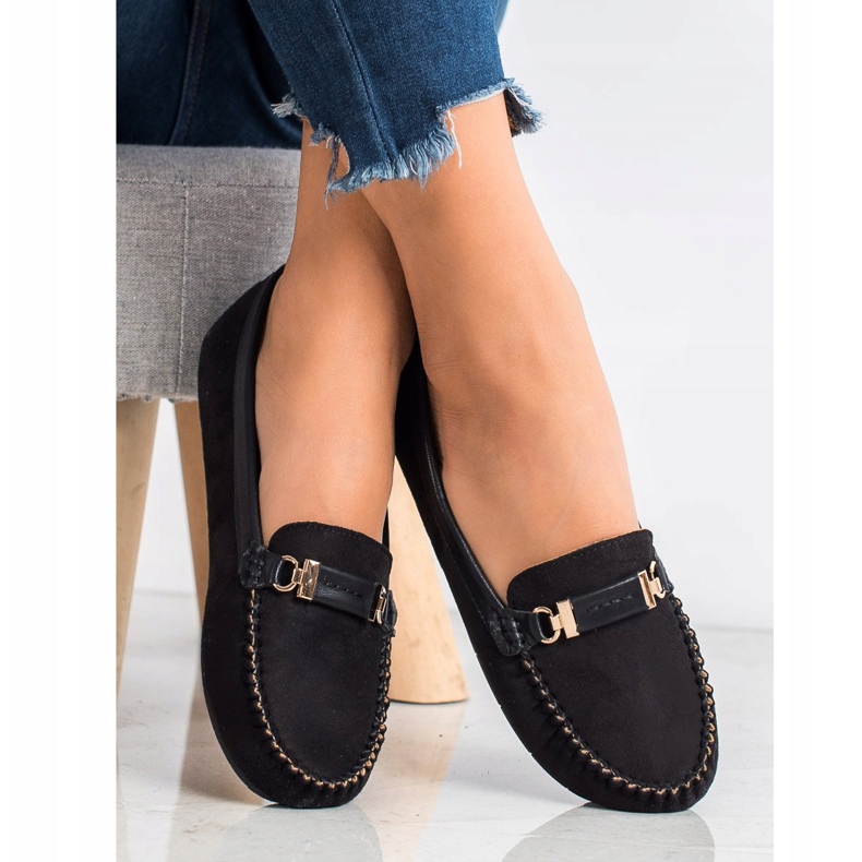 Fama Mocassins de camurça preto 1