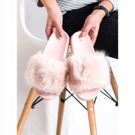 SHELOVET Chinelos de pele confortáveis rosa 1