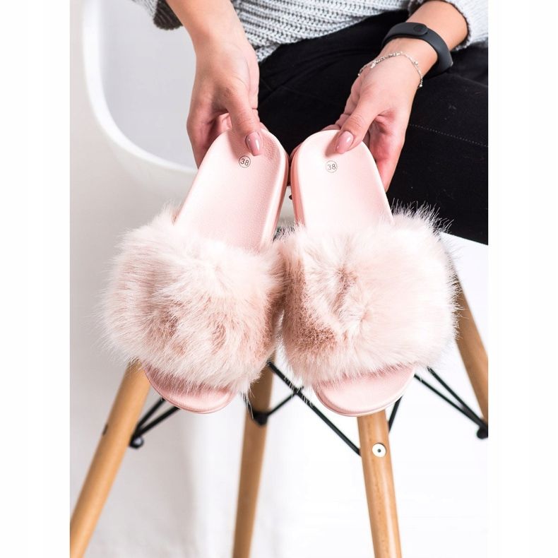 SHELOVET Chinelos de pele confortáveis rosa 1