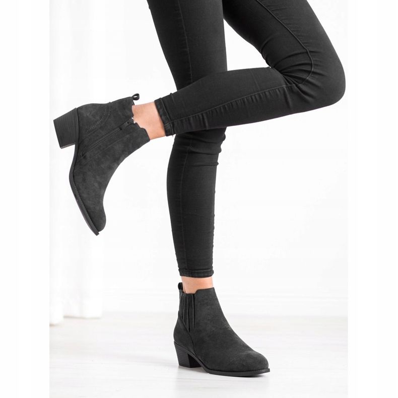 Camo Botinhas de camurça quente preto 1