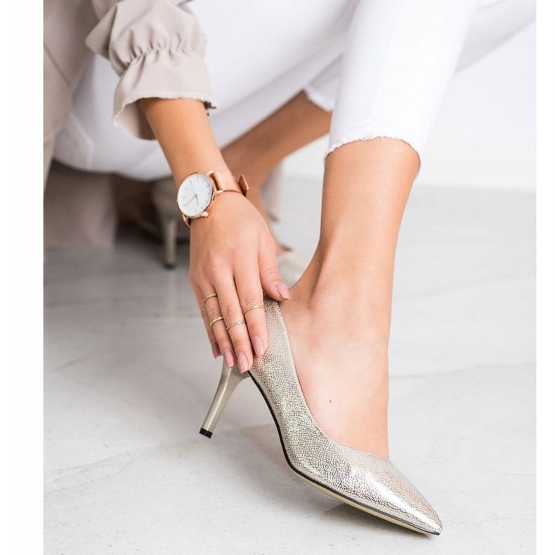 Goodin Salto alto estiloso bege dourado 1