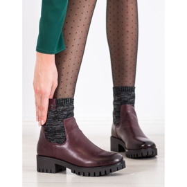 M.Daszyński Botas deslizantes na plataforma vermelho 1 M.Daszyński Botas deslizantes na plataforma vermelho 1