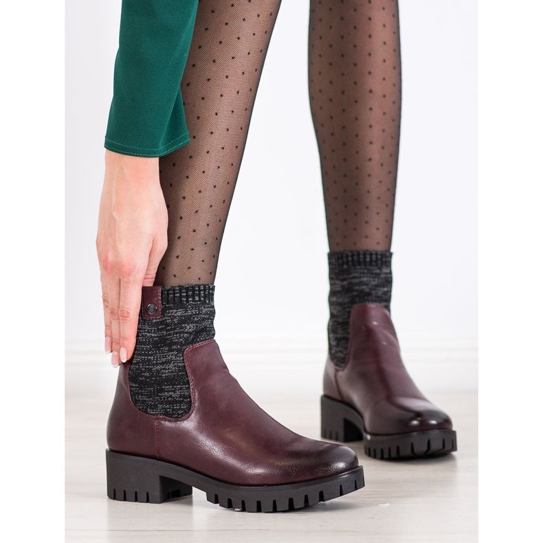 M.Daszyński Botas deslizantes na plataforma vermelho 1