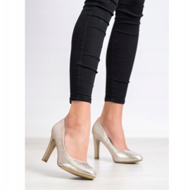 Goodin Bombas de salto alto dourado 1