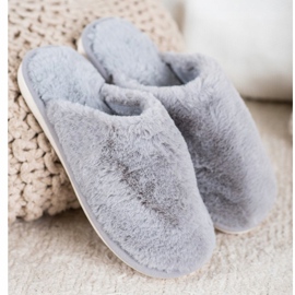 Bona Chinelos de pele cinza 2