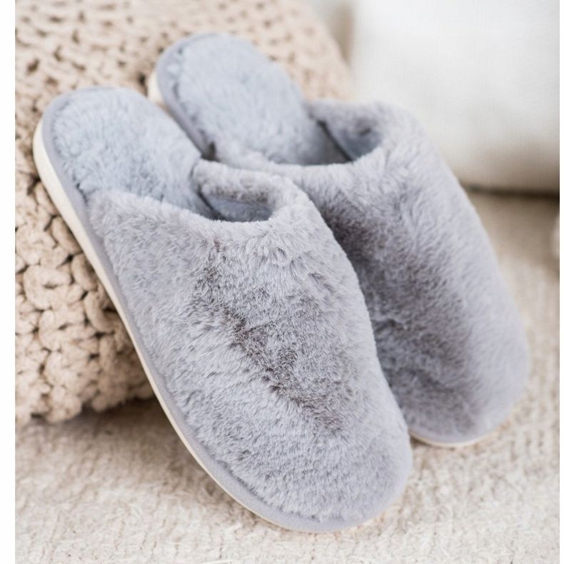 Bona Chinelos de pele cinza 2