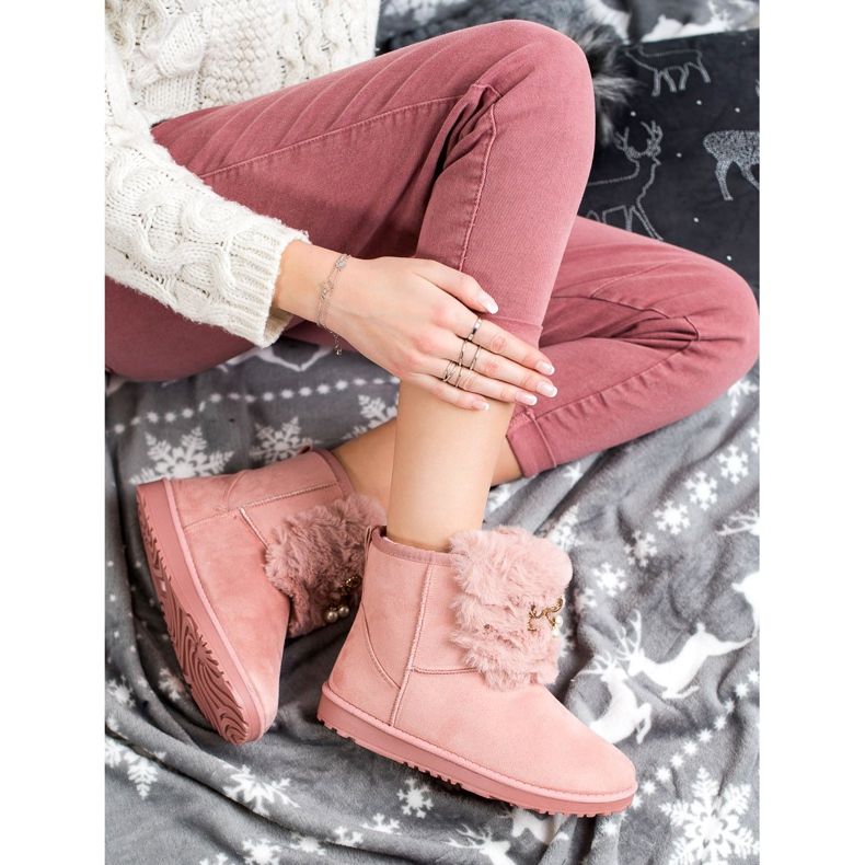 Queentina Mukluki quente com enfeite rosa 1