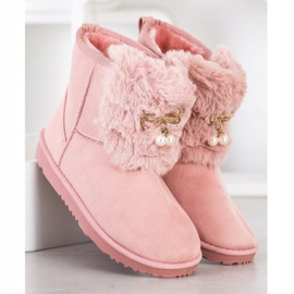 Queentina Mukluki quente com enfeite rosa 2