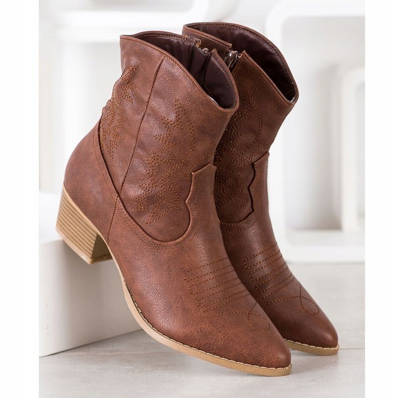 SHELOVET Botas de caubói com estampa marrom 1