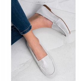Filippo Mocassins de Couro Brilhante prata 2