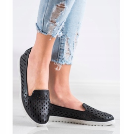 Sabatina Slipons com padrão Openwork preto 1