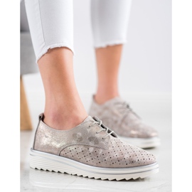 Kylie Brogues de couro na plataforma bege marrom 1